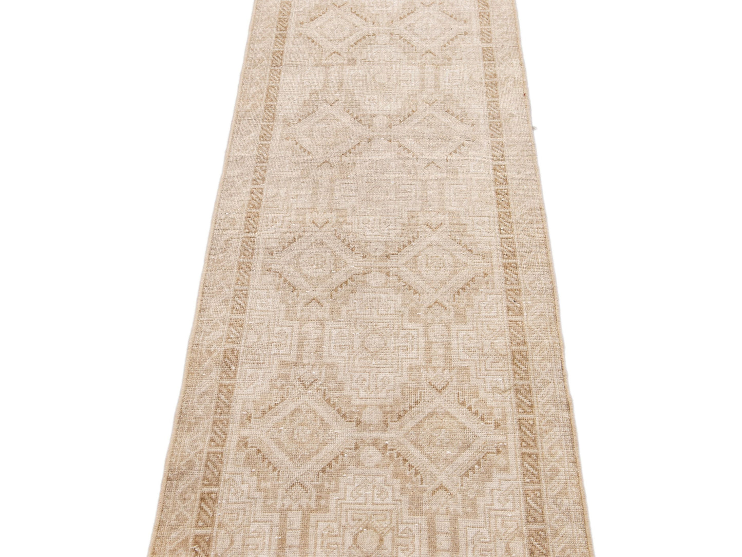 Antique Sivas Handmade Allover Motif Beige Wool Runner