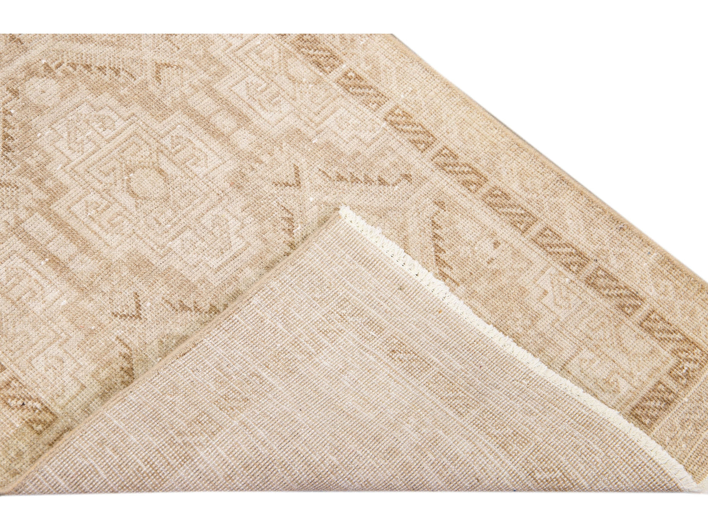 Antique Sivas Handmade Allover Motif Beige Wool Runner