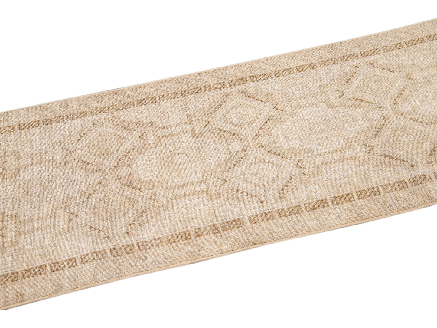 Antique Sivas Handmade Allover Motif Beige Wool Runner