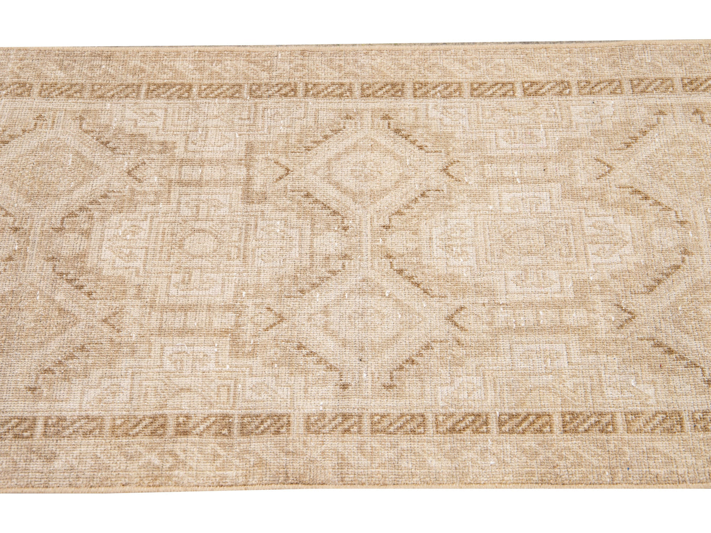Antique Sivas Handmade Allover Motif Beige Wool Runner