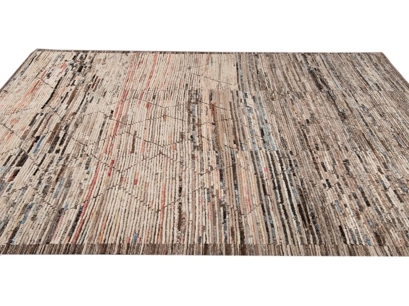 Modern Moroccan-Style Wool Rug 9 X 12