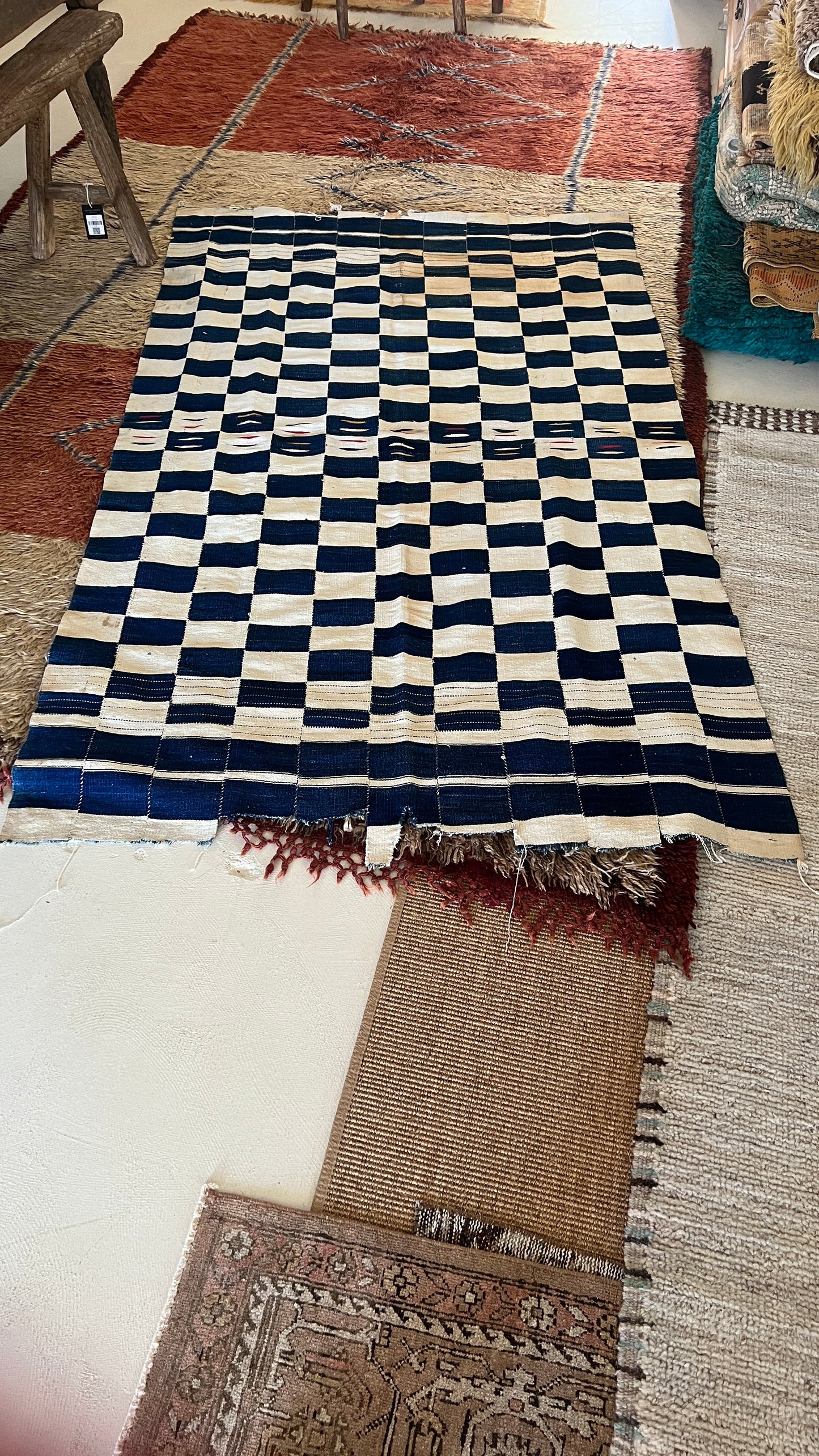 Antique Native American Checkered Textile