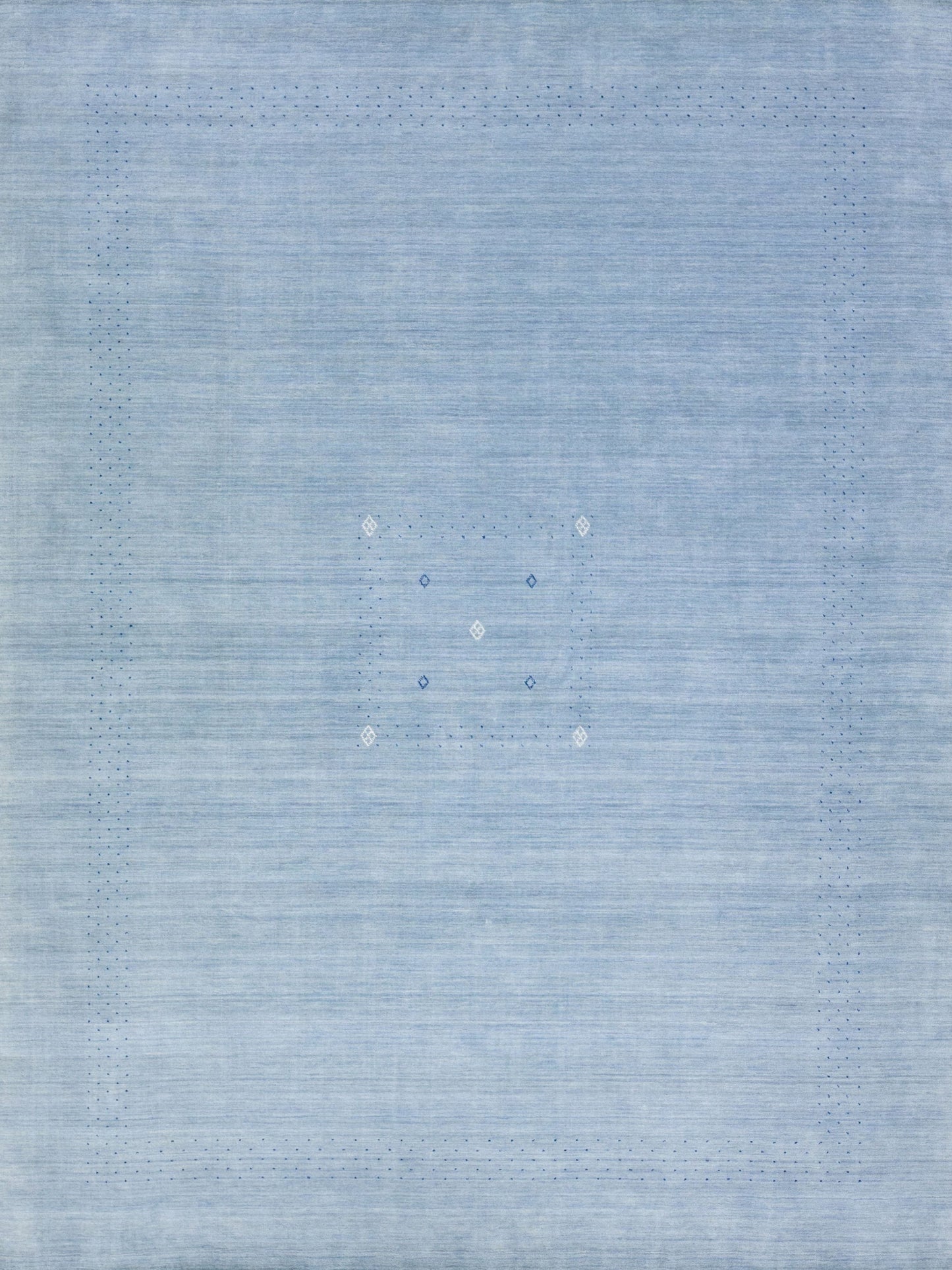 Light Blue Modern Gabbeh Style Hand-Loom Wool Rug With Minimal Design