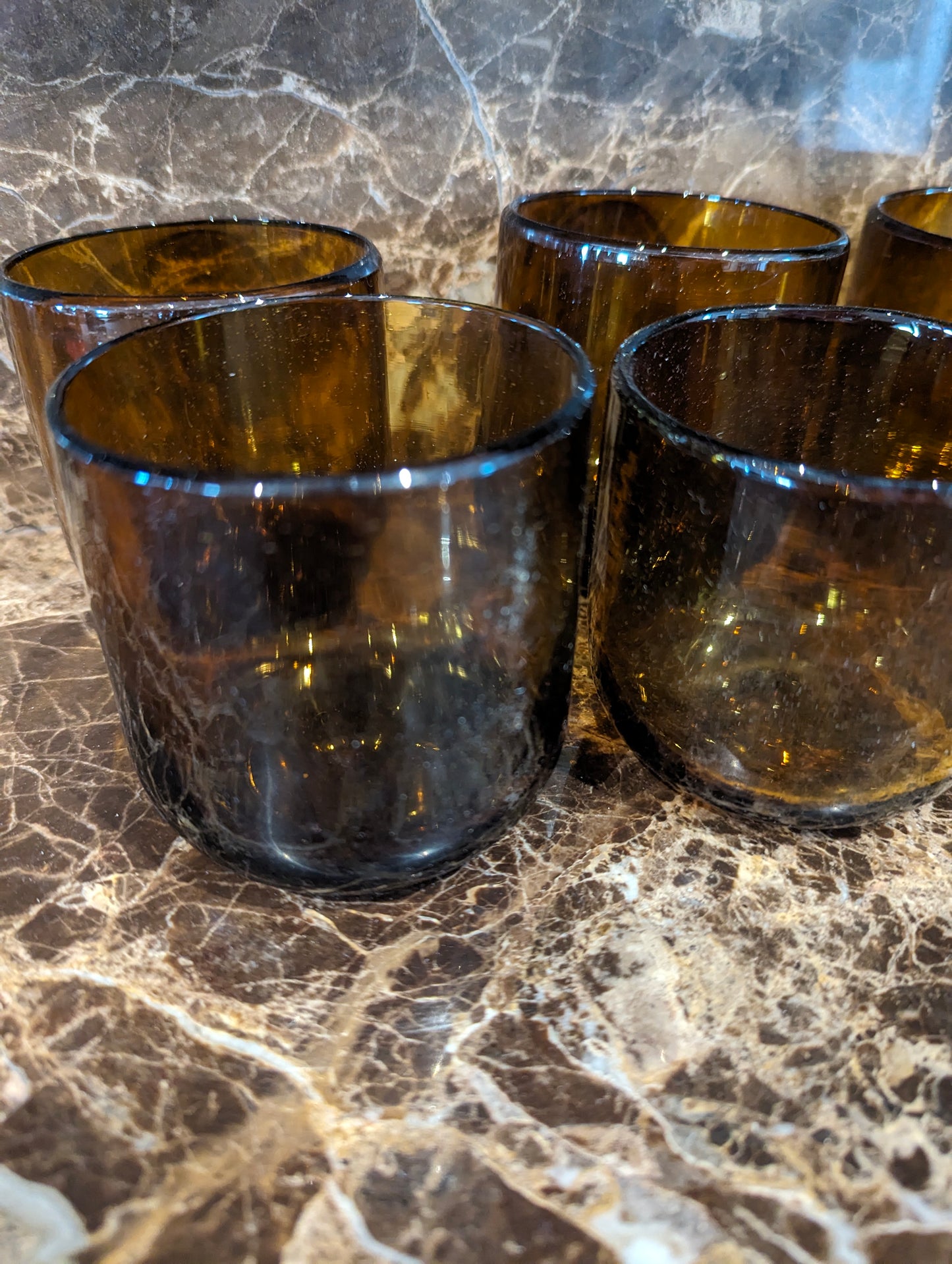 Glass cups caramel