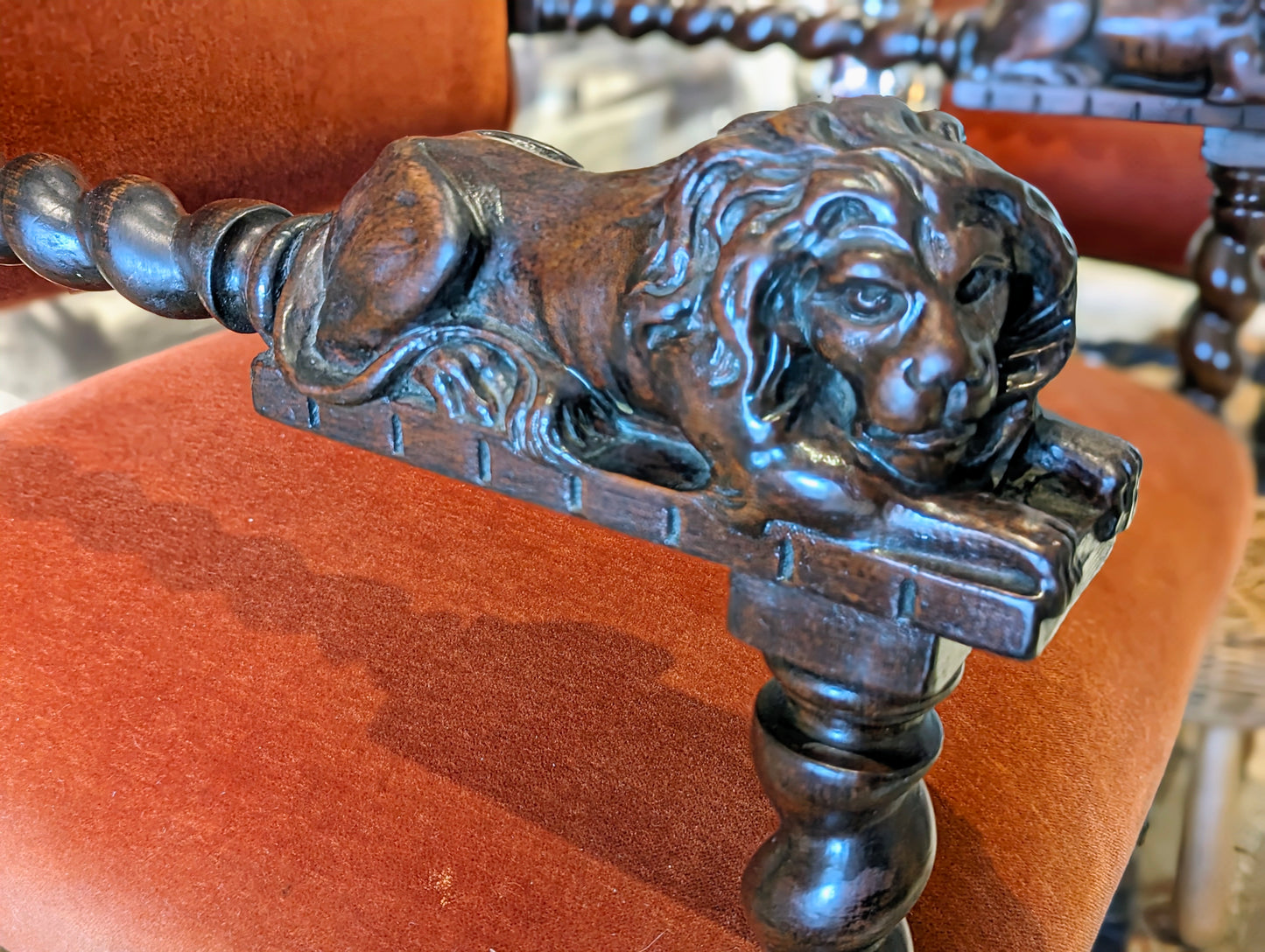 accent chairs lions and barley twist in, pair, walnut