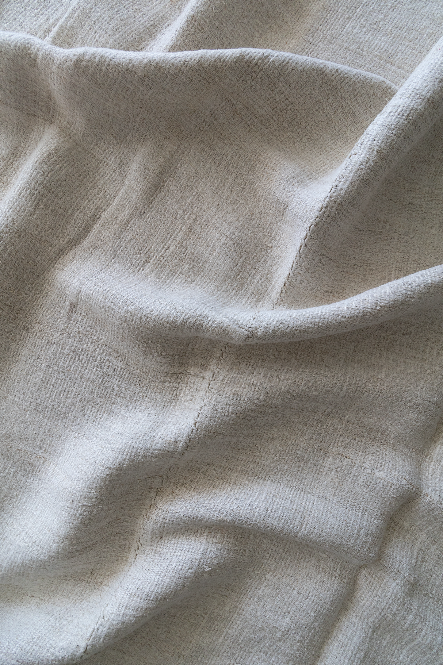 Plain White Vintage Turkish Kilim Rug