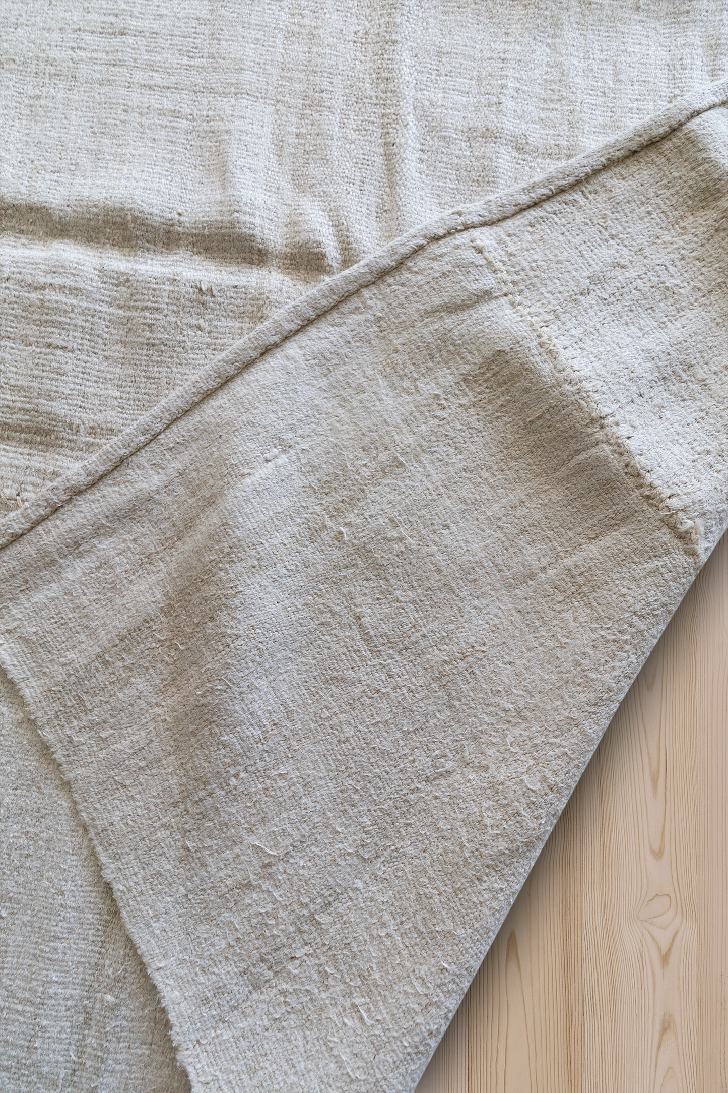 Plain White Vintage Turkish Kilim Rug
