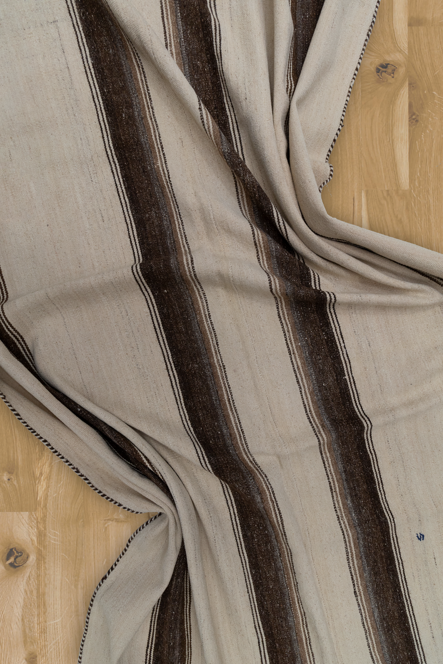 Gallery Size Vintage Striped Turkish Kilim Rug
