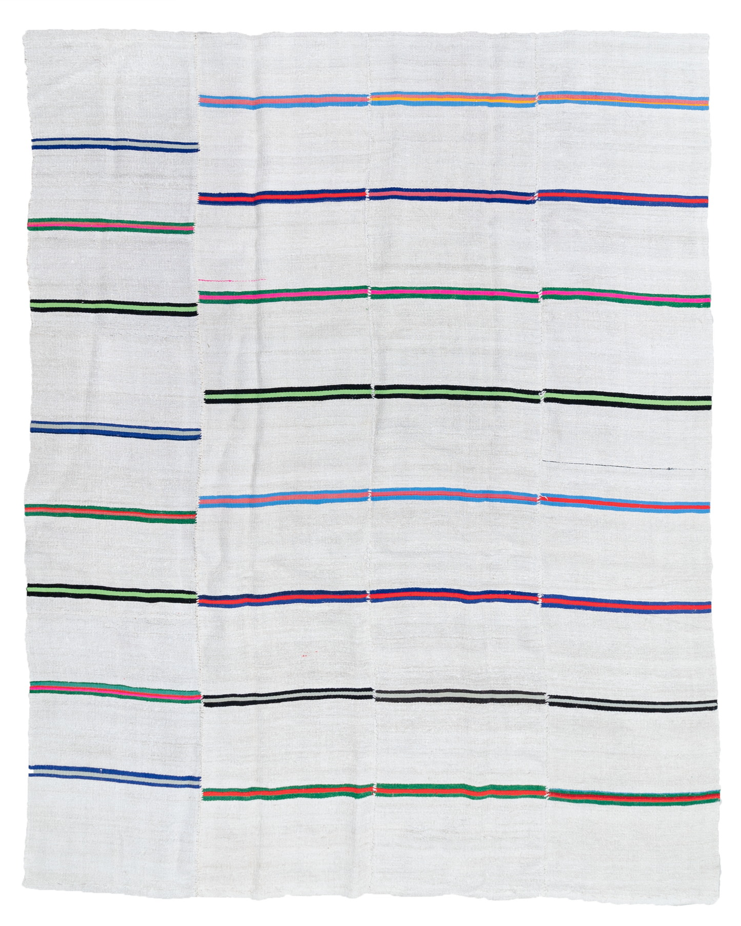 Colorful Striped Vintage Turkish Hemp Kilim
