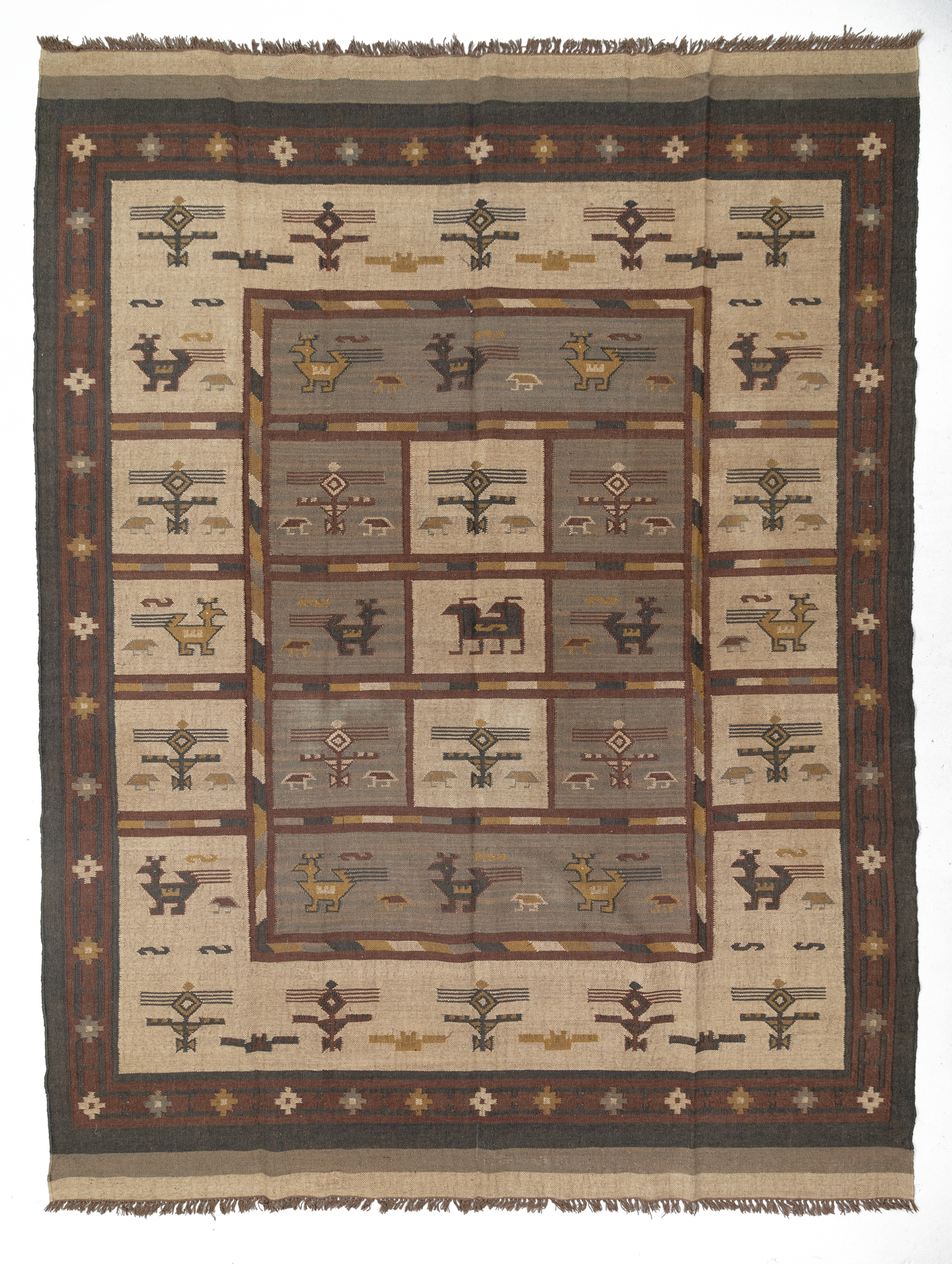 Vintage Indian Flat-Weave Rug