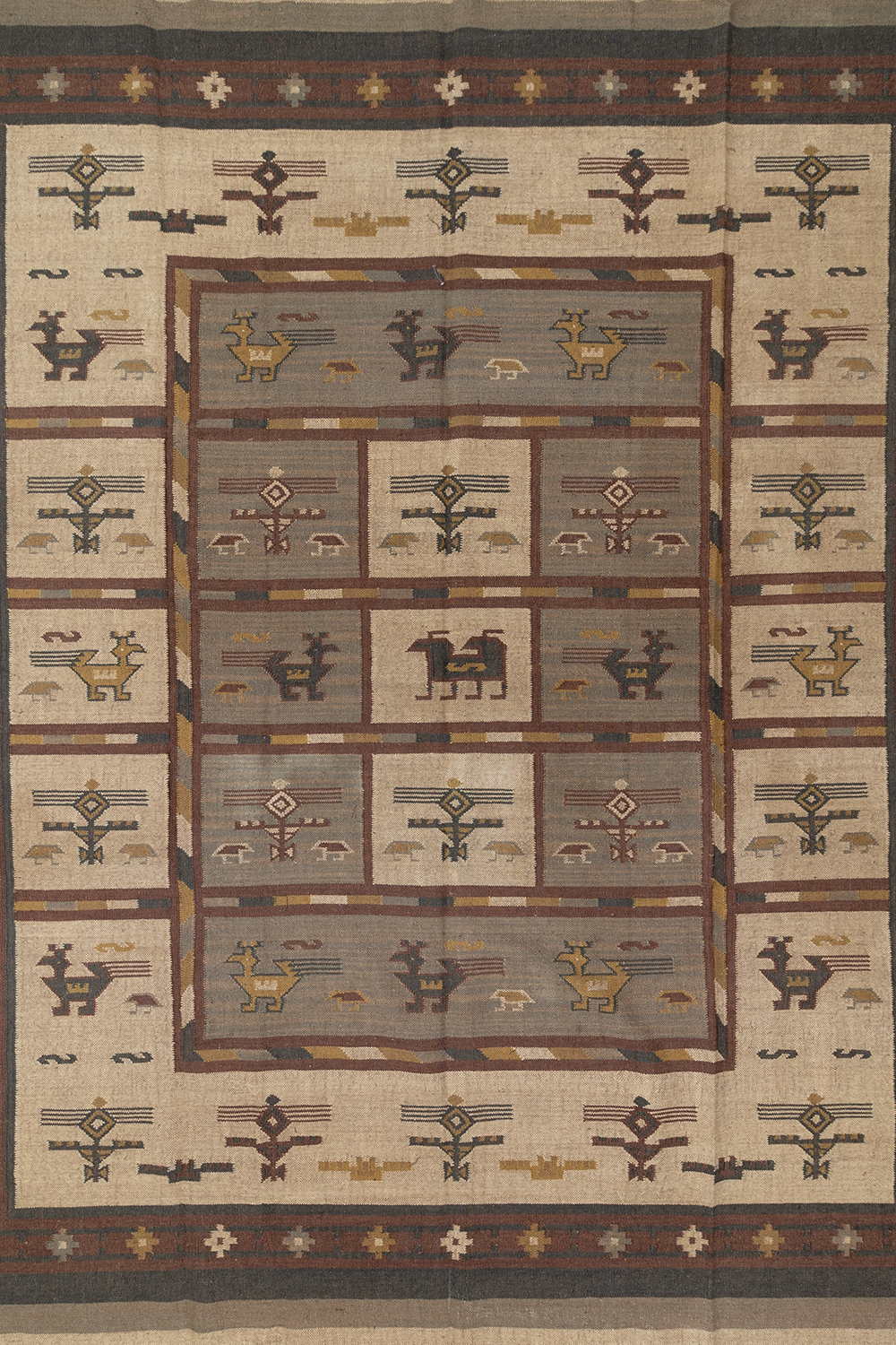 Vintage Indian Flat-Weave Rug