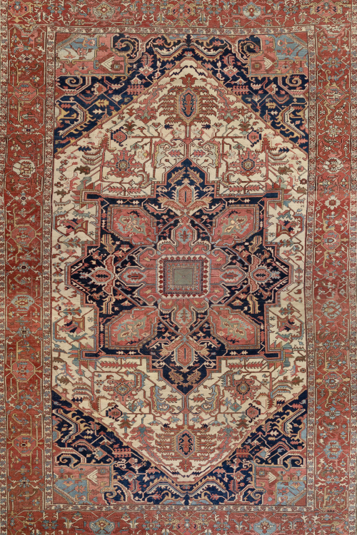 Antique Persian Palace Serapi Rug
