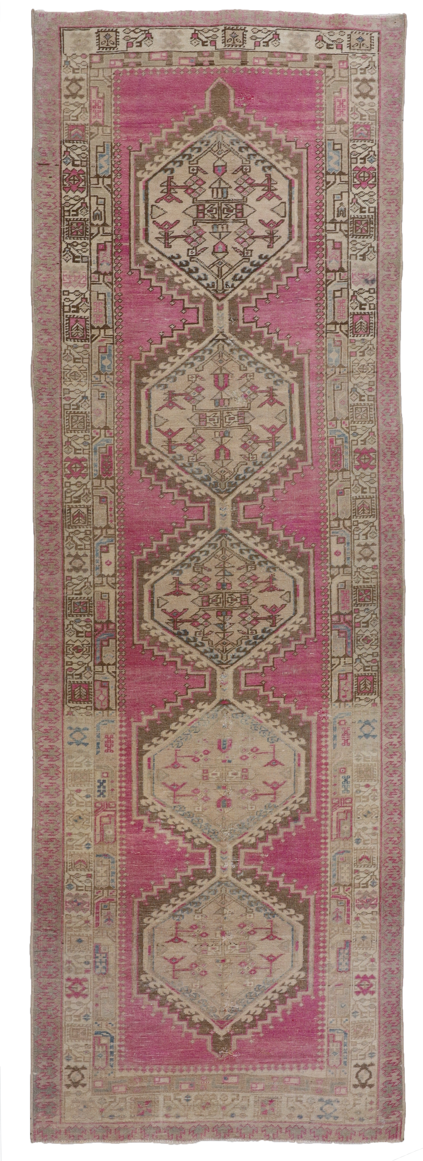 Pink Vintage Oriental Serab Runner Rug
