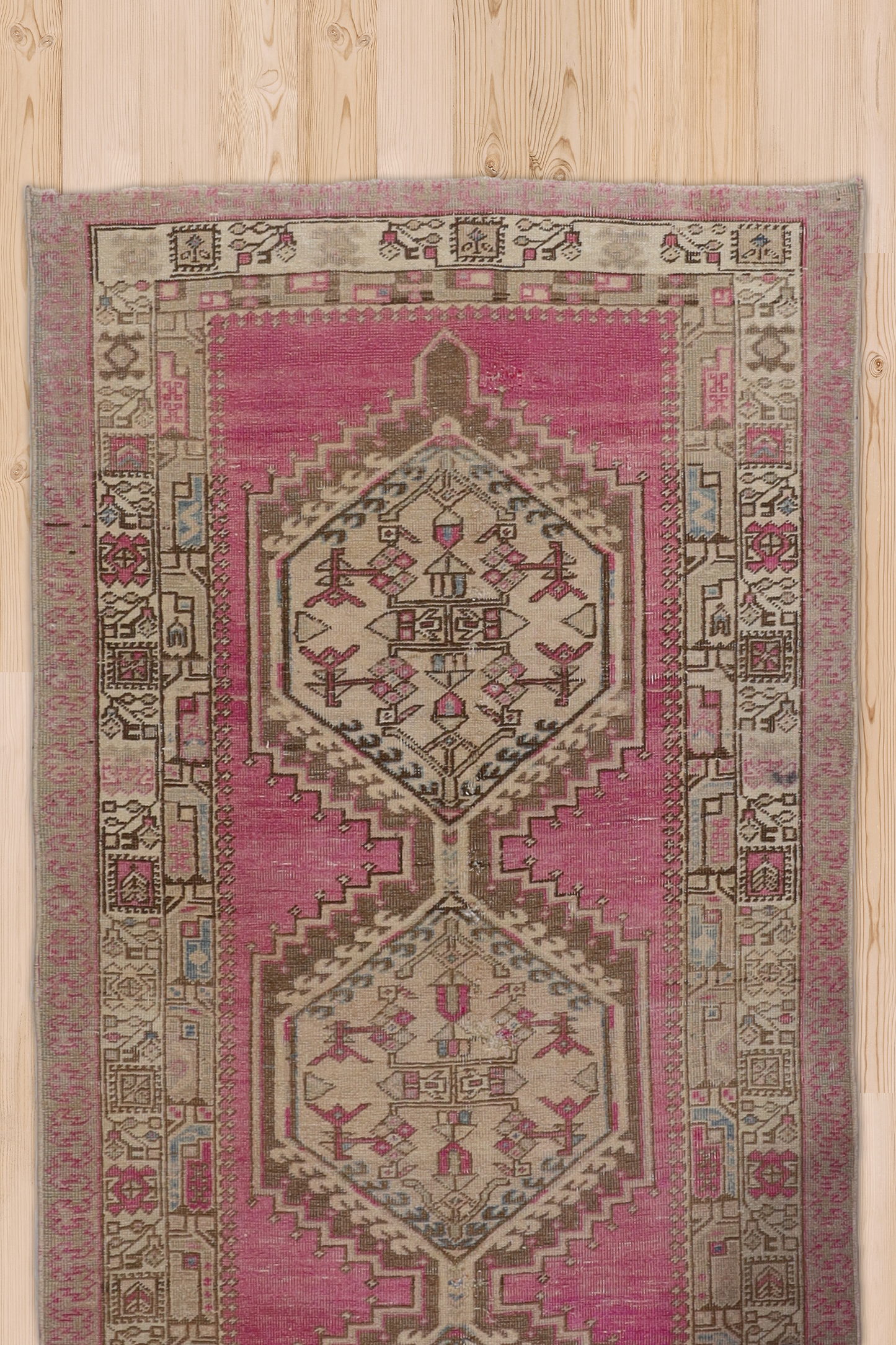 Pink Vintage Oriental Serab Runner Rug