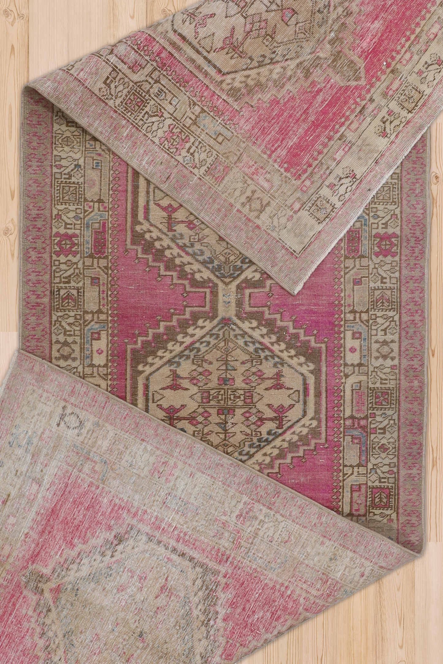 Pink Vintage Oriental Serab Runner Rug