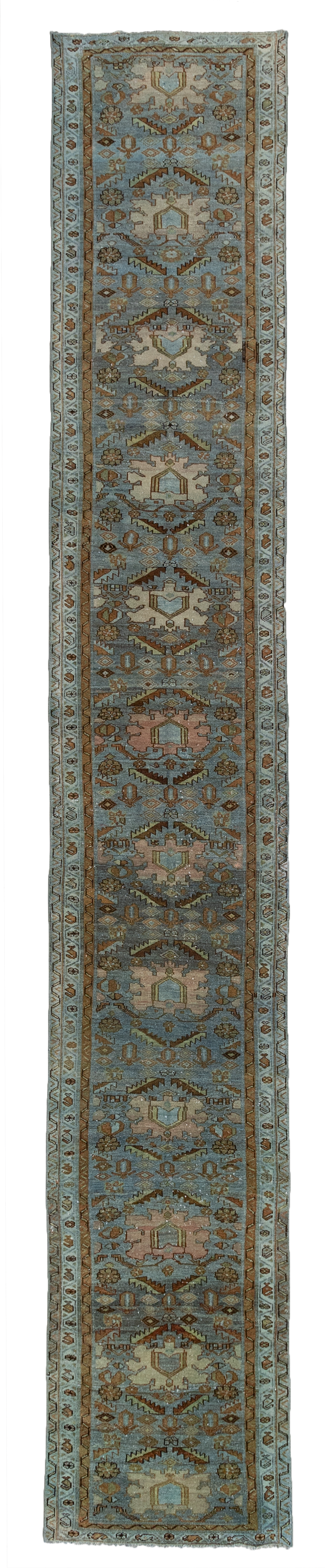 Mist Blue Vintage Oriental Runner Rug