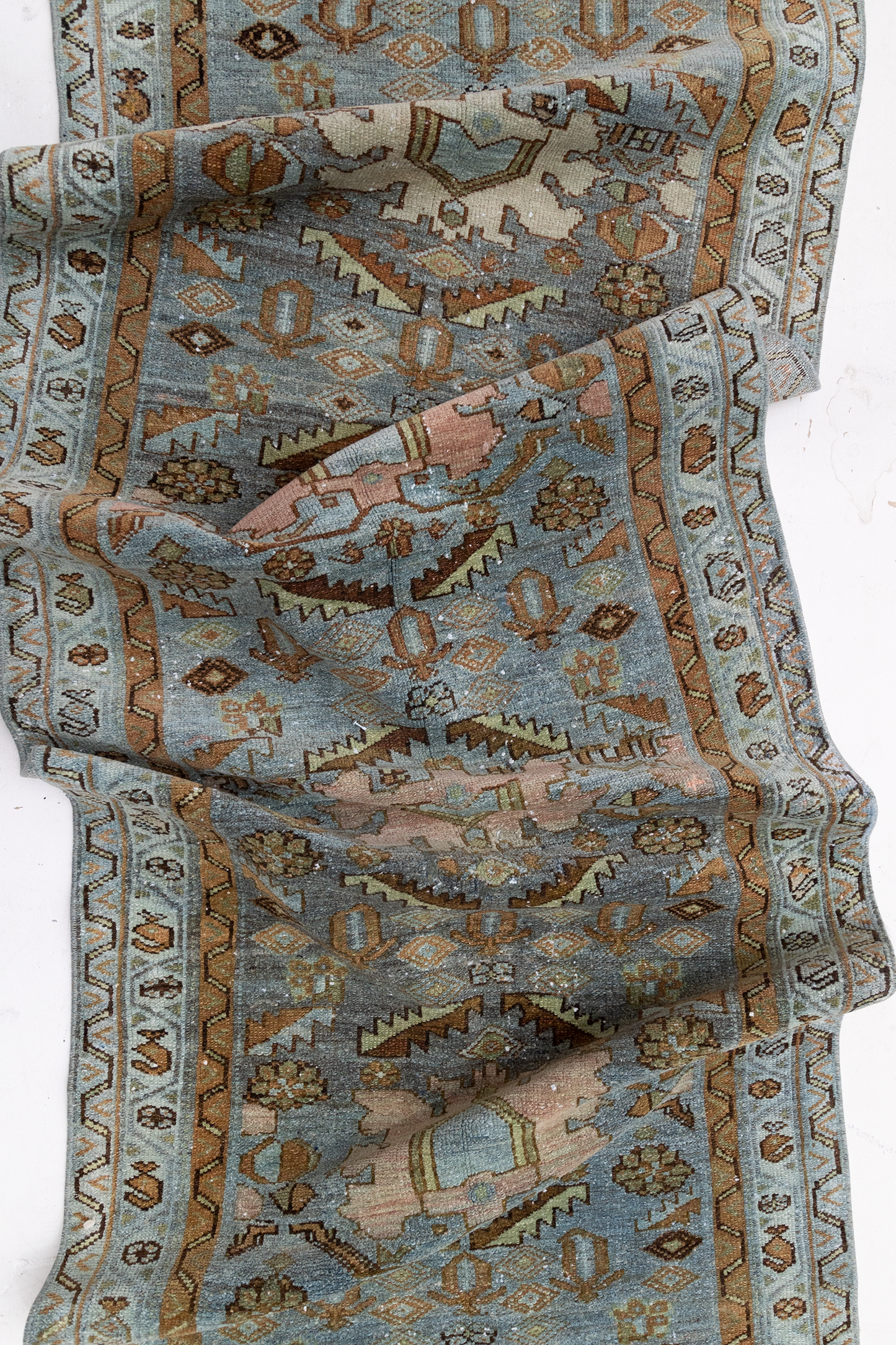 Mist Blue Vintage Oriental Runner Rug