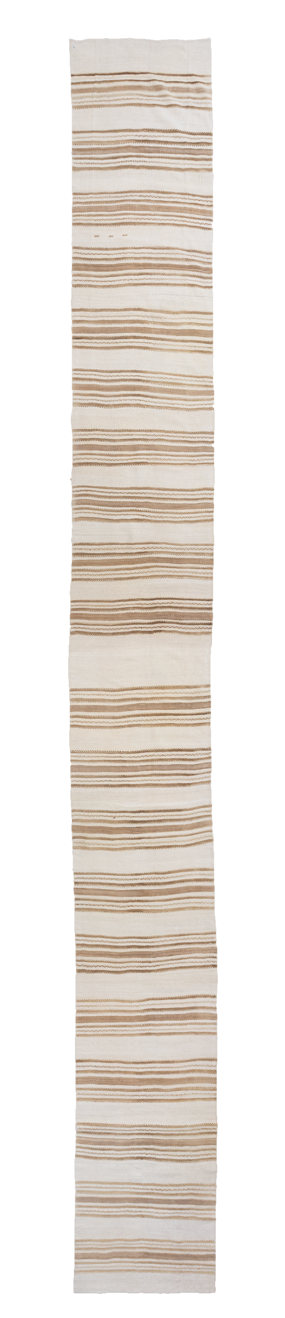 Neutral Striped Vintage Turkish Hemp Runner Rug