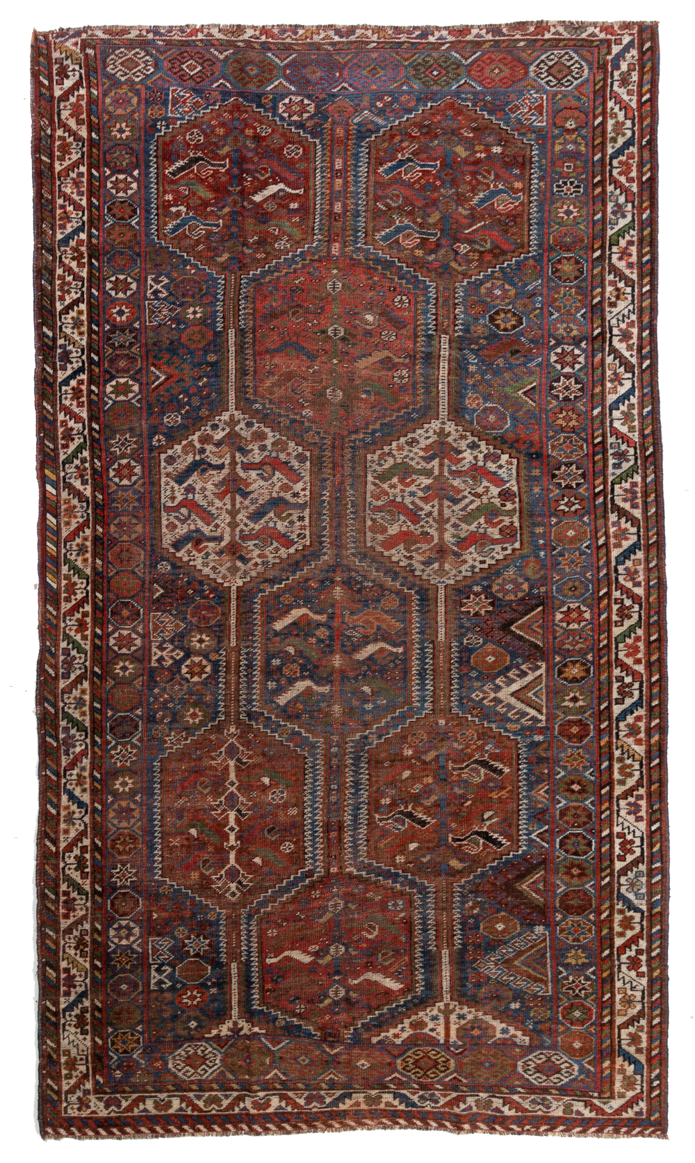 Antique Persian Khamseh Bird Rug