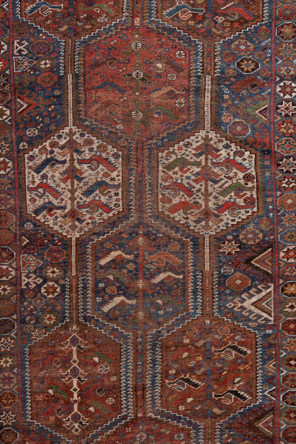 Antique Persian Khamseh Bird Rug