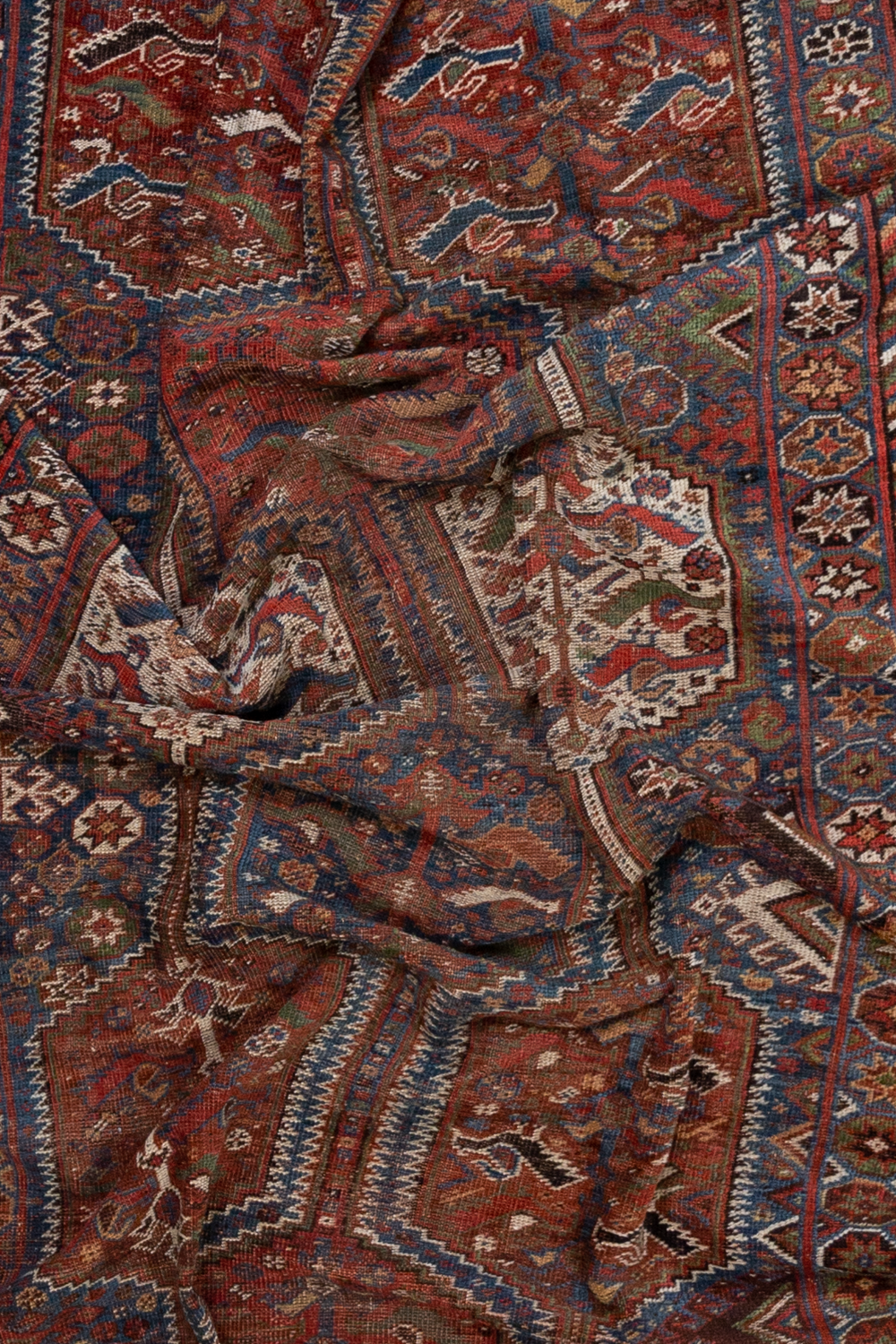 Antique Persian Khamseh Bird Rug