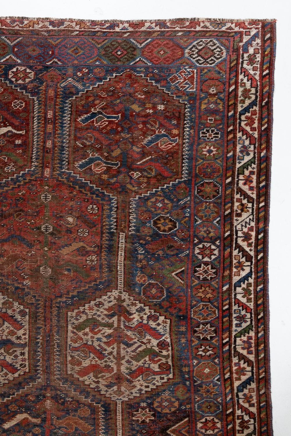 Antique Persian Khamseh Bird Rug