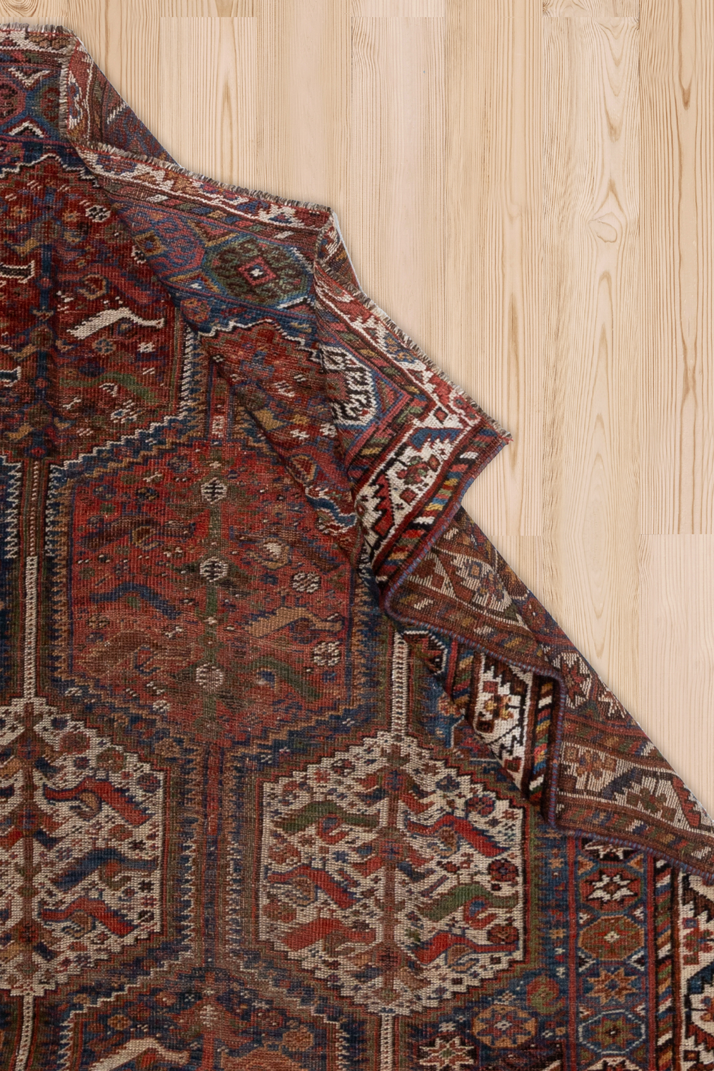 Antique Persian Khamseh Bird Rug