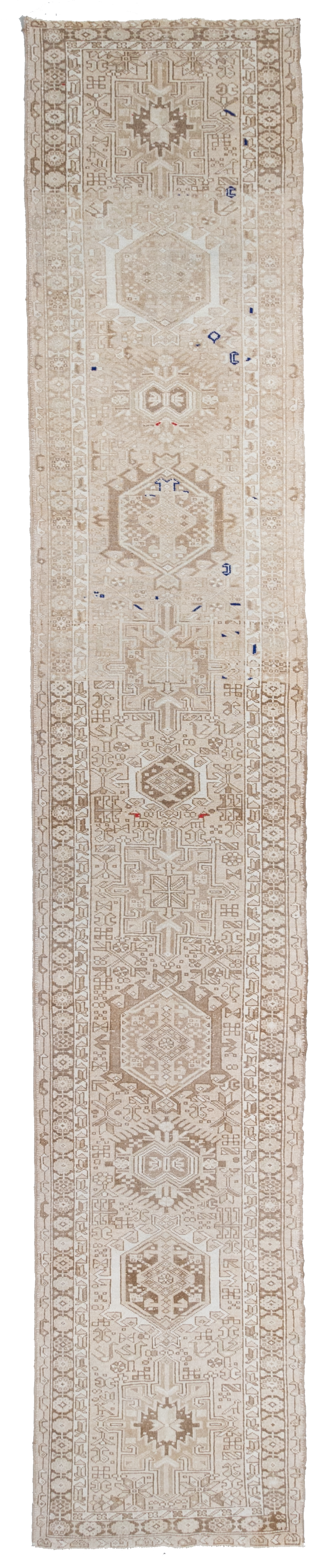 Neutral Vintage Persian Karaja Runner Rug