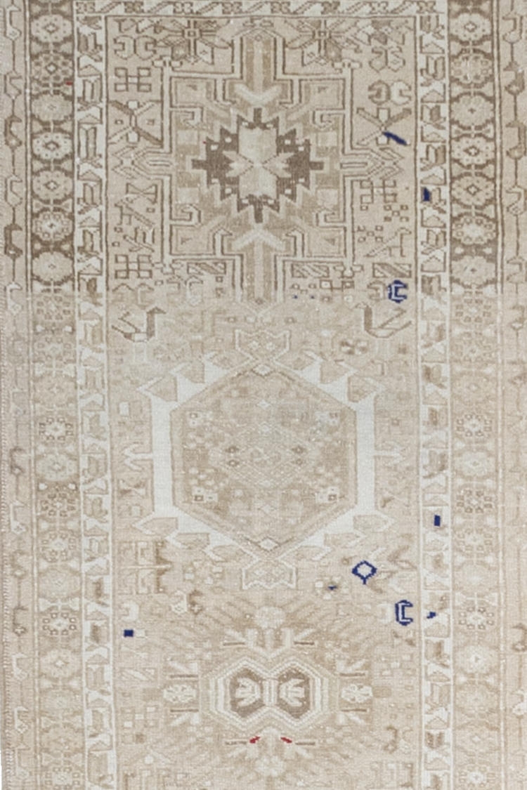 Neutral Vintage Persian Karaja Runner Rug