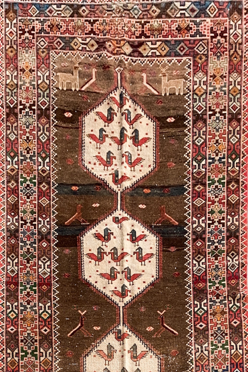 Dark Brown Tribal Vintage Caucasian Runner