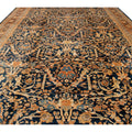 Oversize Antique Persian Mahal Blue Handmade Allover Floral Wool Rug