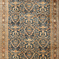 Oversize Antique Persian Mahal Blue Handmade Allover Floral Wool Rug