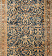 Oversize Antique Persian Mahal Blue Handmade Allover Floral Wool Rug