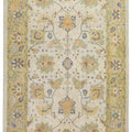 Modern Turkish Oushak Beige Handmade Floral Wool Rug