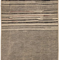 Modern Moroccan Bohemian Style Black And Beige Handmade Striped Motif Wool Rug