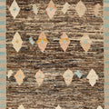 Modern Brown Moroccan Style Handmade Geometric Motif Wool Rug