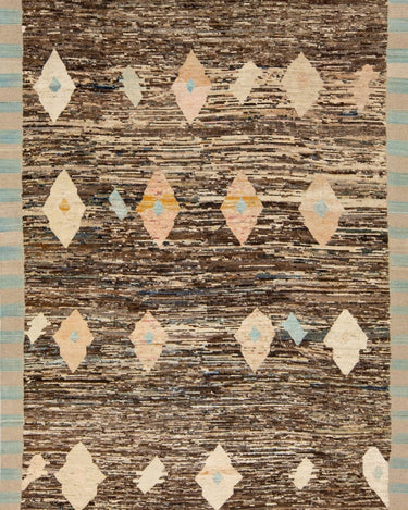 Modern Brown Moroccan Style Handmade Geometric Motif Wool Rug
