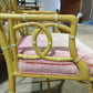 Faux bamboo armchair Hollywood regency yellow and white
