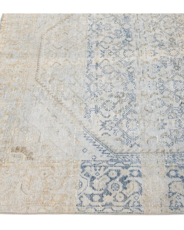 Antique Blue And Beige Mahal Handmade Medallion Floral Wool Rug