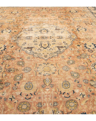 Antique Indian Agra Handmade Medallion Motif Peach Oversize Wool Rug