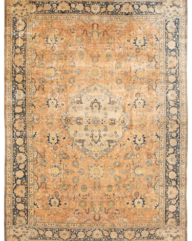 Antique Indian Agra Handmade Medallion Motif Peach Oversize Wool Rug