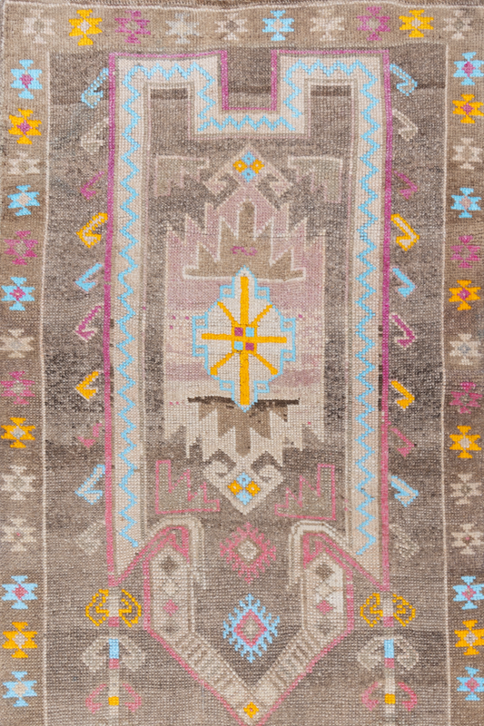 Vintage Turkish Kars Eclectic Prayer Motif Rug Y-R5363