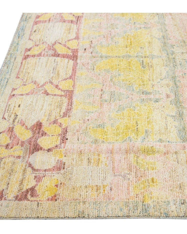 Modern Oushak Handmade Beige Floral Designed Wool Rug