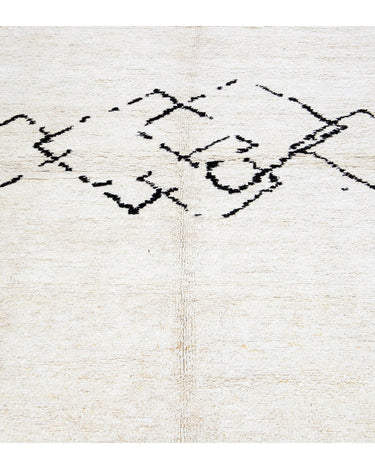 Ivory Modern Moroccan Handmade Minimalism Center Design Wool Rug