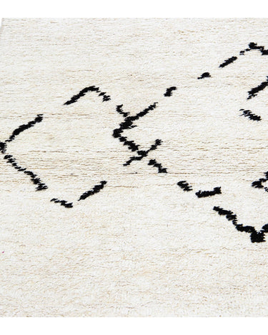 Ivory Modern Moroccan Handmade Minimalism Center Design Wool Rug