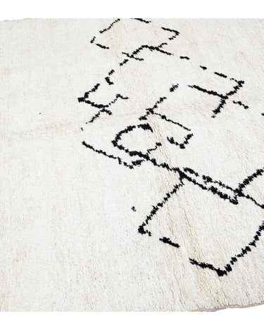 Ivory Modern Moroccan Handmade Minimalism Center Design Wool Rug