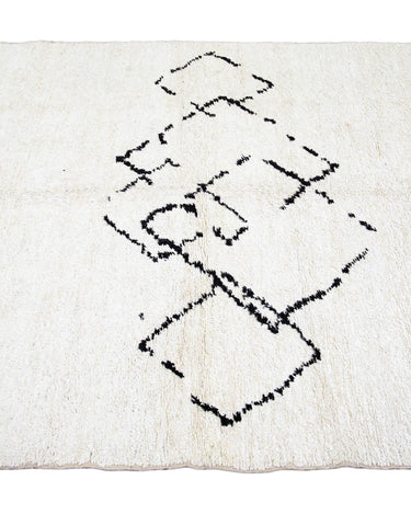 Ivory Modern Moroccan Handmade Minimalism Center Design Wool Rug