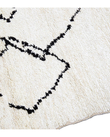 Ivory Modern Moroccan Handmade Minimalism Center Design Wool Rug
