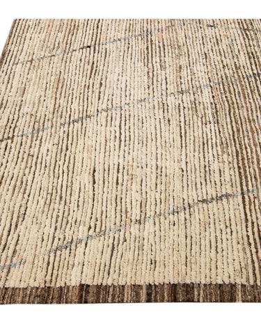 Brown Modern Moroccan Style Handmade Tribal Pattern Boho Wool Rug