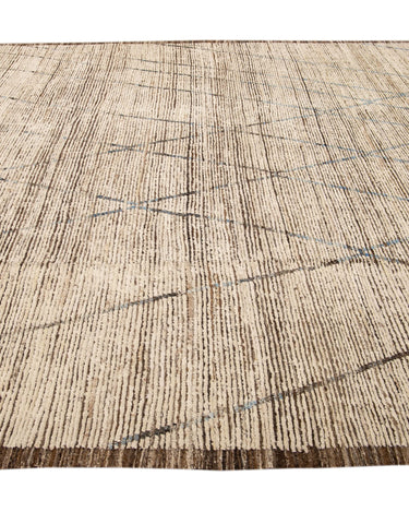 Brown Modern Moroccan Style Handmade Tribal Pattern Boho Wool Rug